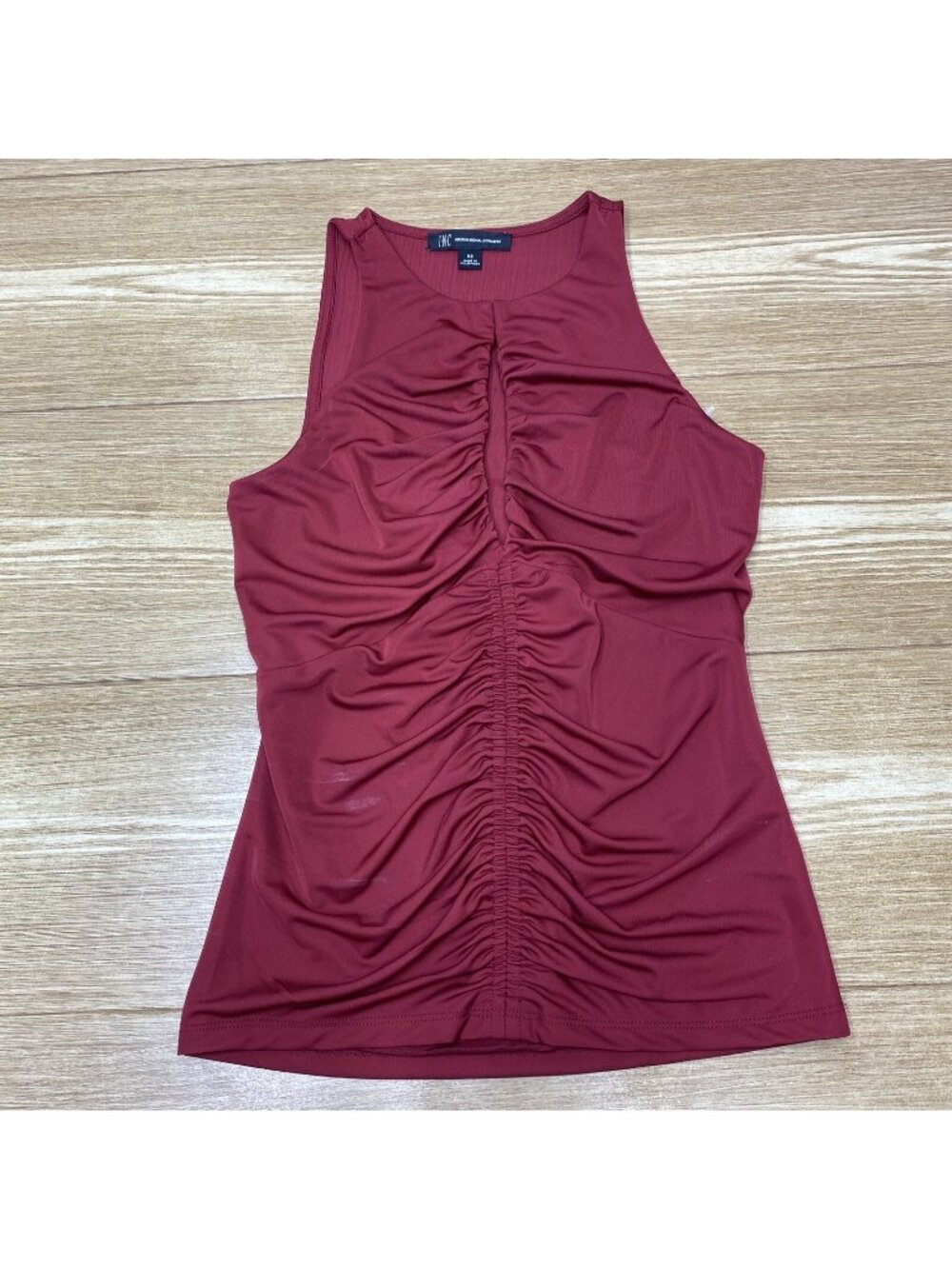 Womens Blouse Work Elegant Undertop INC International Concepts XS Red Ruched Top
